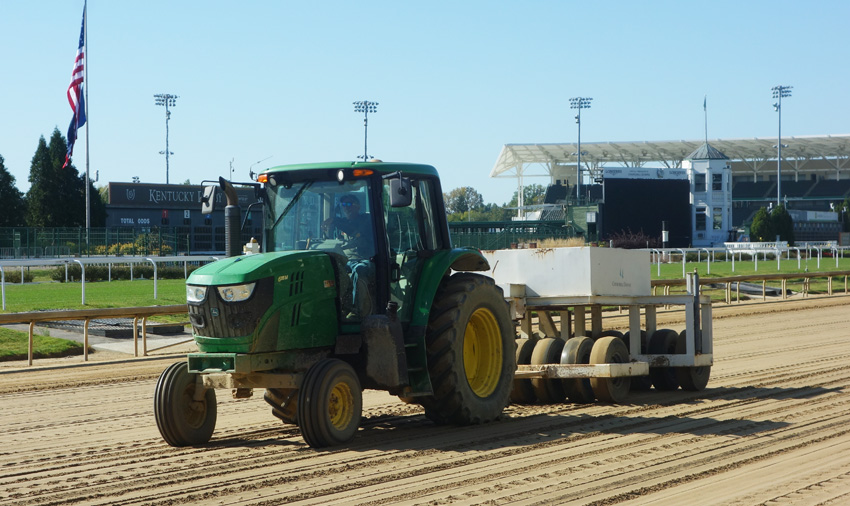 tractor working on the track